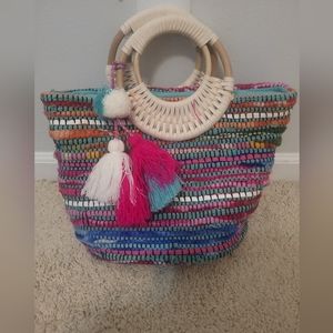 Summer Handbag with Wood Handles
